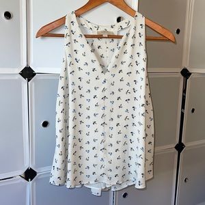 LOFT Light Blue/Gray Chiffon Tank Top